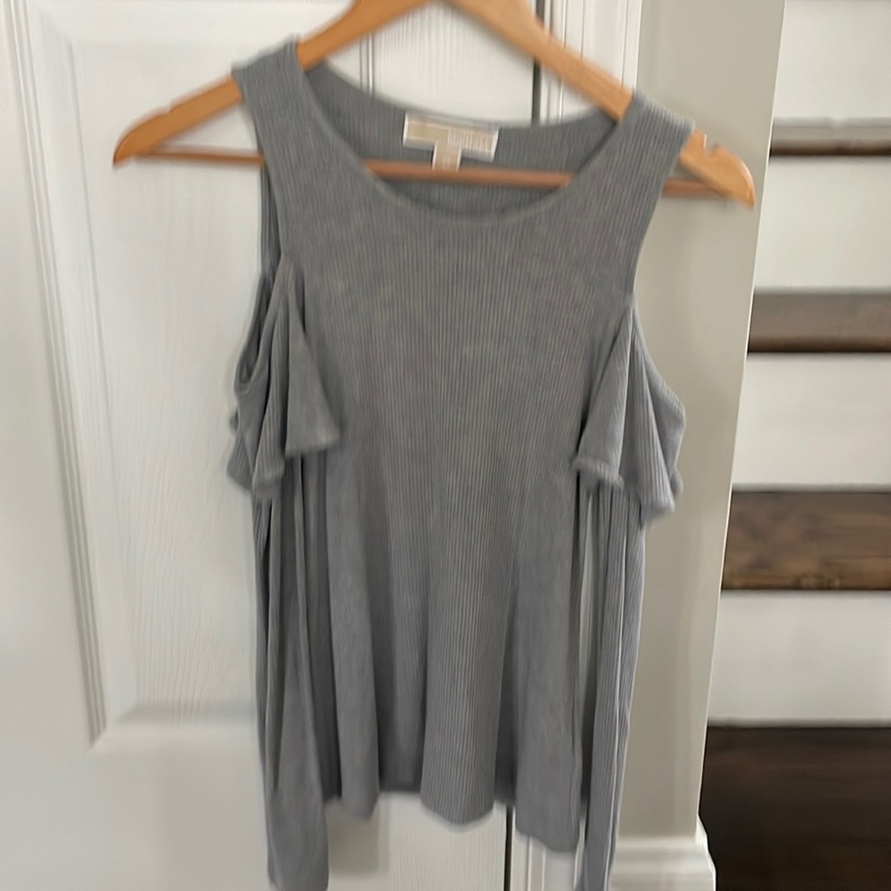 Michael Kors cold shoulder flutter sleeve top